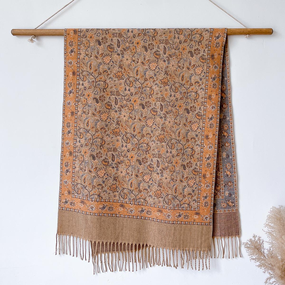 

Winter National Style Paisley Design Thick Pashmina Warm Shawl Long Tassel Print Scarf Women Keep Warm Poncho Stoles