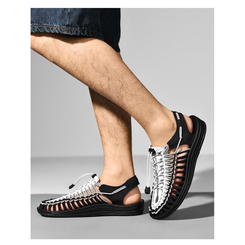  Elastic Rope Woven Sandals Breathable Flat Casual Beach Shoes