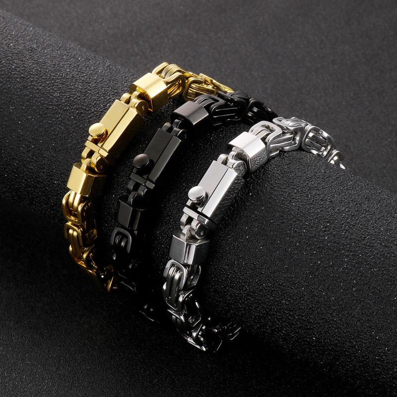 Men's Fashion Titanium Steel Paperclip Chain Bracelet with Spring Buckle