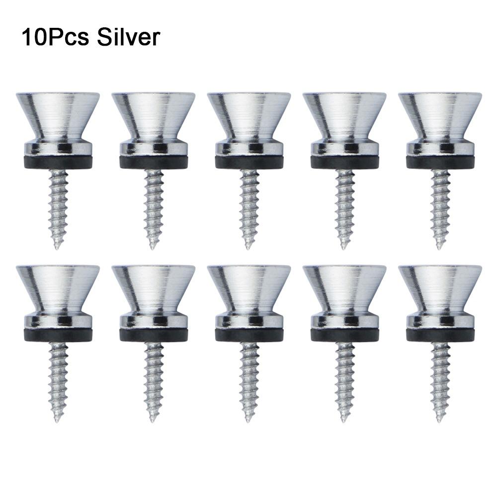 

10Pcs Removable Guitar Strap Lock Strap Retainer System Locking End Stud Guitar Accessories 10Pcs Silver