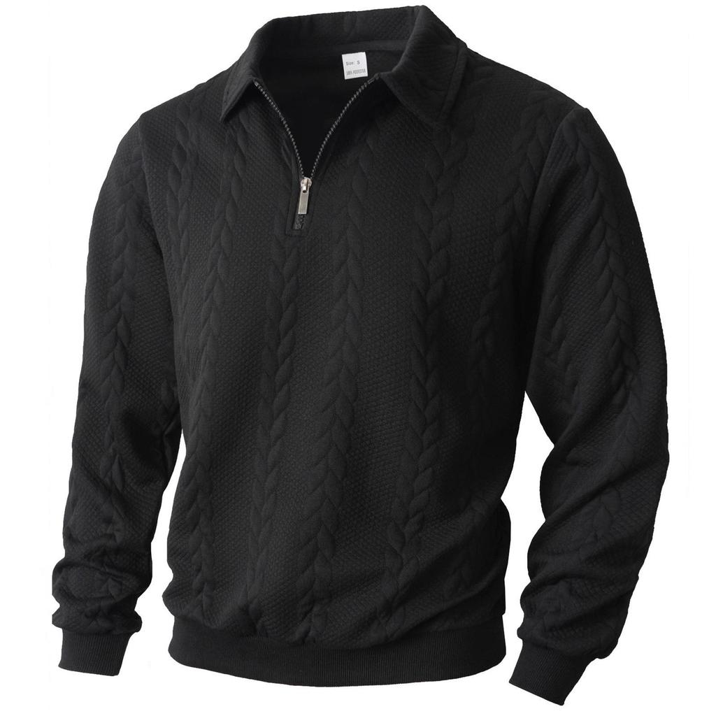 European Jacquard Knit Half-Zip Hoodie for Men - Autumn/Winter Casual Sportswear
