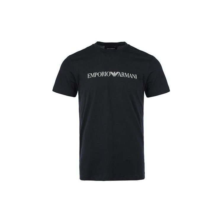 Emporio Armani Logo Print Casual T-shirt met Korte Mouwen Heren tops Donkerblauw 8N1TN5-1JPZZ-0974 XXL