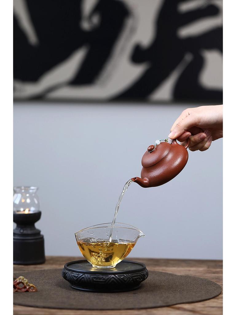 Jun De Yixing Zisha Clay Hand-Carved Push Ball Teapot Tea Set