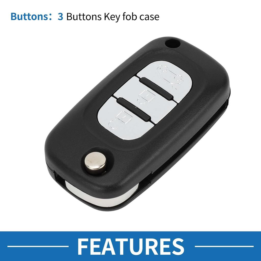 [A ABSOPRO] Renault Compatible 3 Button Key Shell Case Keyless Entry Remote Key Fob Replacement Case for Clio