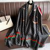 New Imitation Silk Printed Silk Scarf for Women  Versatile Geometric Sun Protection Beach Towel Ethnic Style Decoration Gauze Shawl