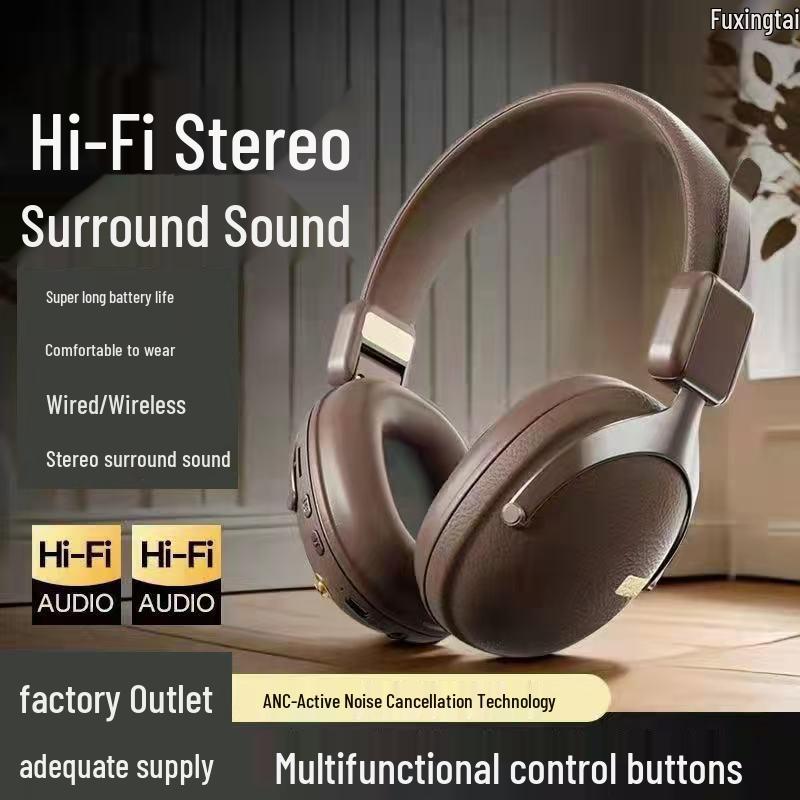 Retro Wireless Over-Ear Noise-Cancelling Bluetooth Gaming Headphones
