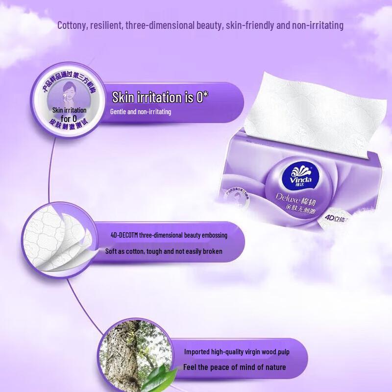 Vinda V2833 3-Ply Soft Pack Facial Tissues