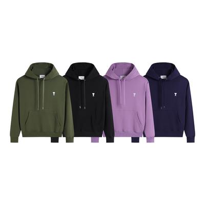 AMI 2025 Autumn and Winter New Embroidered High-quality Cotton Hooded Sweatshirt, Hoodie, Couple Pullover