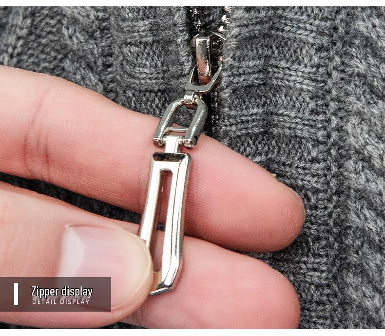 2025 Men's Fashionable Half-High Collar Zipper Jacquard Knit Sweater