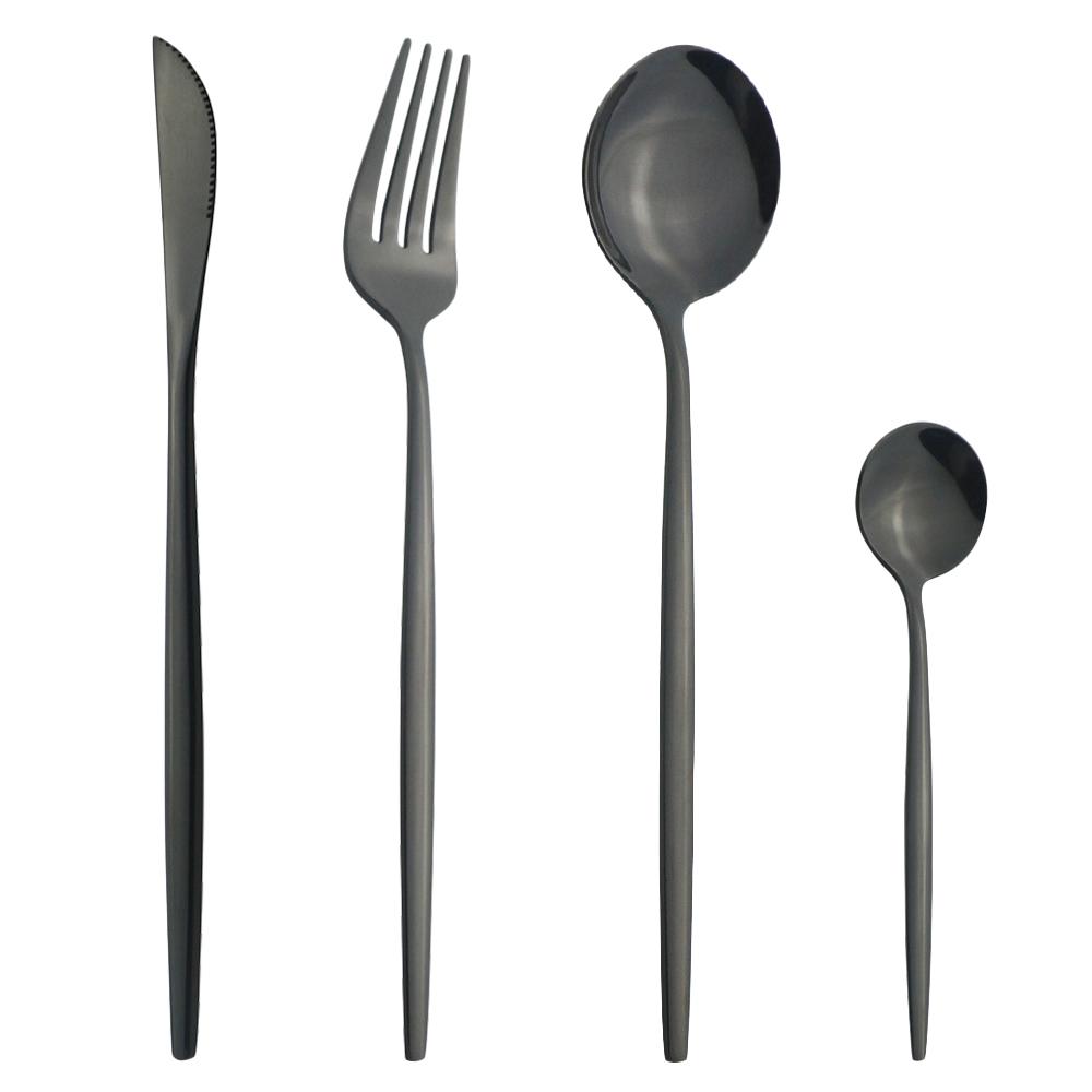 4Pcs/Set Colorful Dinnerware Set Stainless Steel Cutlery Dinner Set Knife Fork Coffee Spoon Silverware Set Kitchen Tableware Set