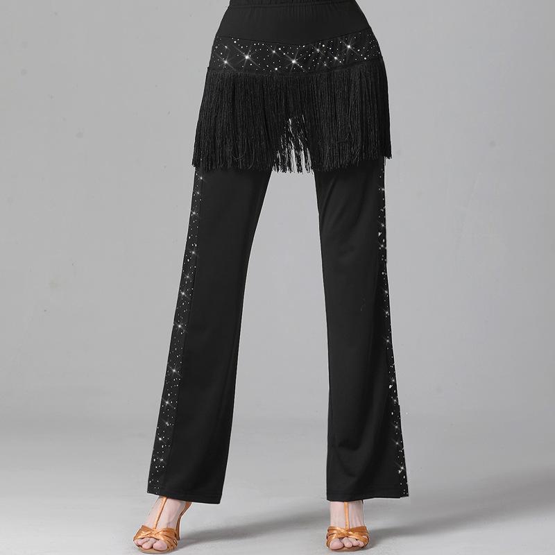 Costume Danse Latine Pantalon à Sequins et Franges Danse Carrée Danse de Marin Jitterbug Costume Pantalon de Danse