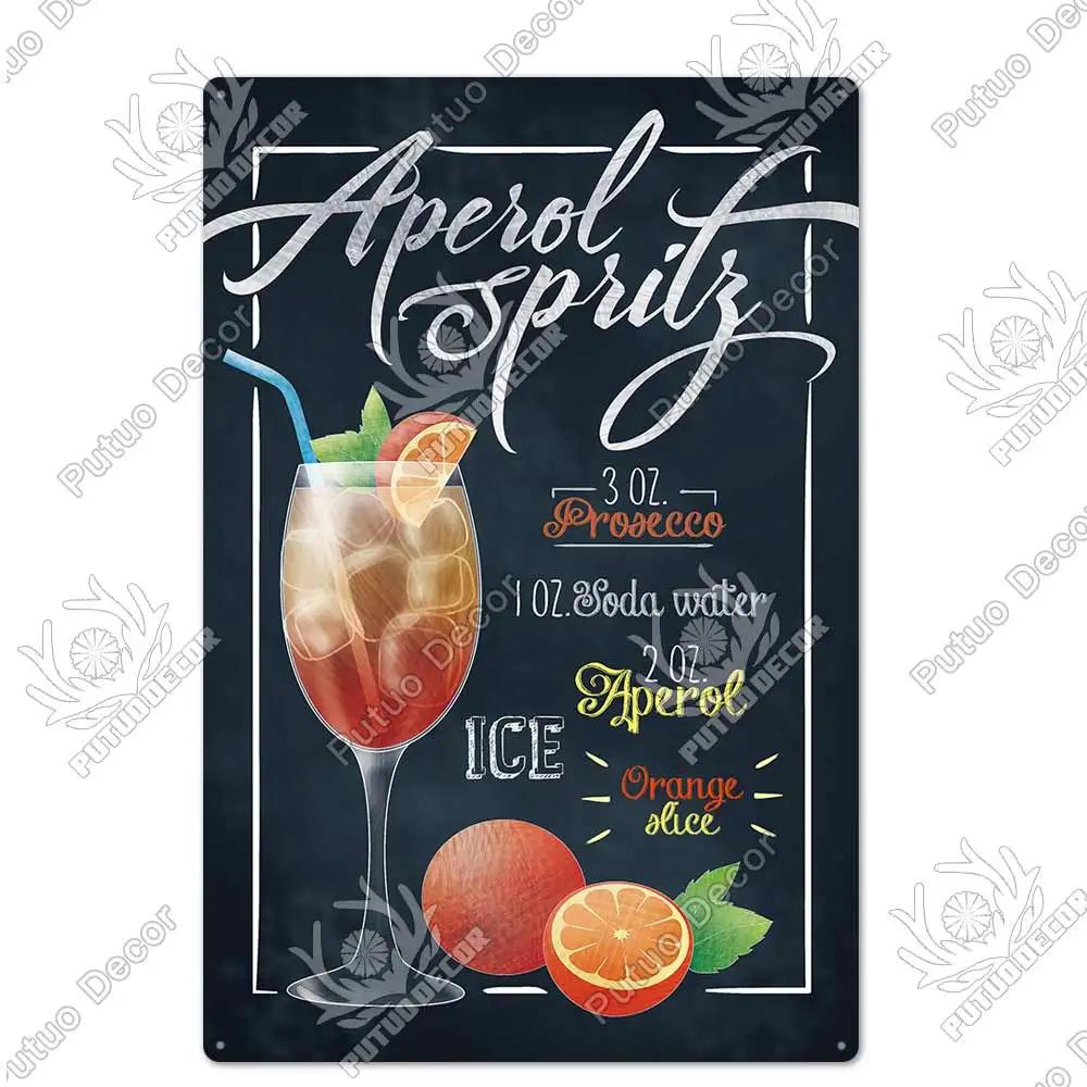 Putuo Decor Vintage Cocktail Metal Sign  Tin Plaque for Wall Decor Perfect for Bar Pub Man Cave or Living Room Decoration  Retro