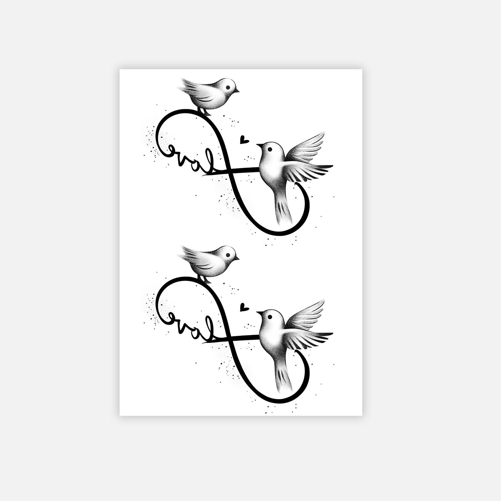Mobius Ring, Swallow Tattoo Sticker Premium Sense Niche Simple Personality Tattoo Sticker 7*10