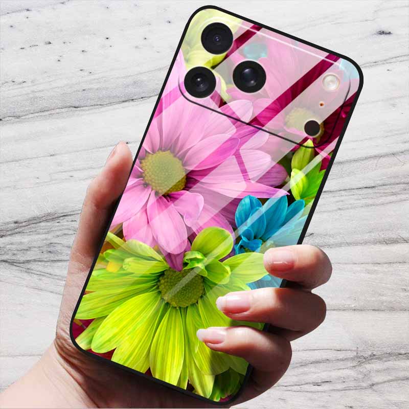 Cartoon Patterns Case For iPhone 17 Pro Plus Capa 17 Pro Max Bumper Luxury Tempered Glass Hard Back Cover iPhone17 Air Funda