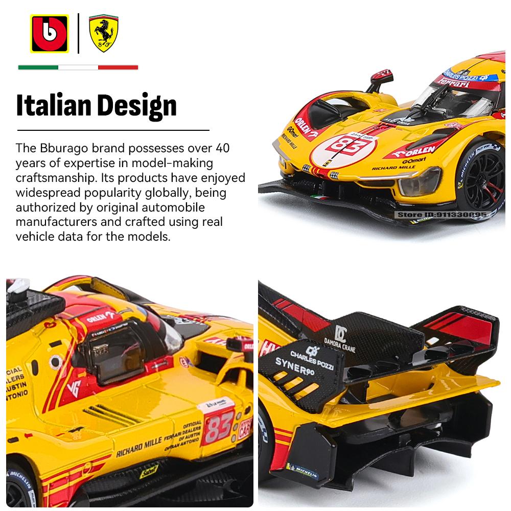 Bburago 1:43 24 HEURES DU MANS 2024 Ferrari 499P No.83 racing model simulation car model alloy car toy male collection gift