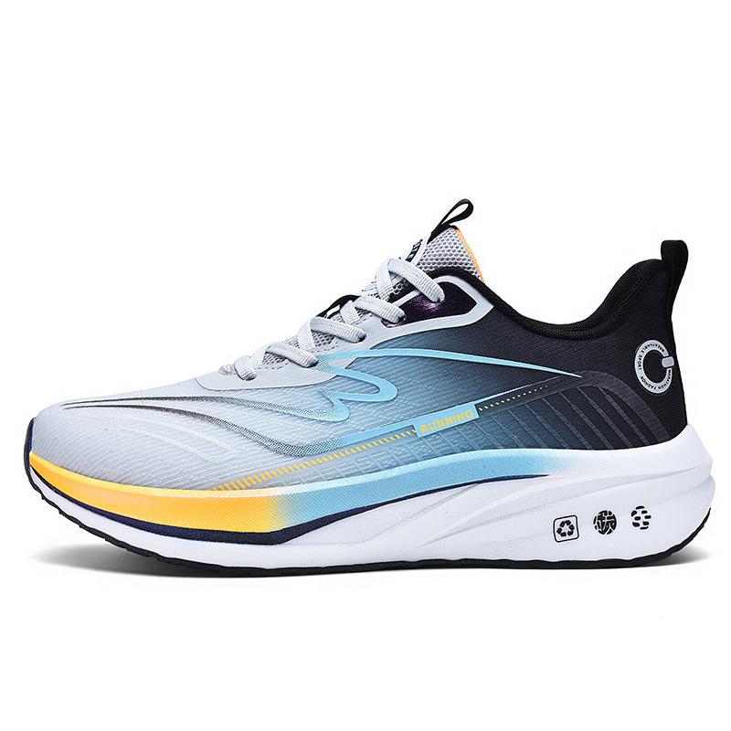 Spring new ultra-light carbon board sneakers large size shock-absorbing breathable running shoes racing sports soft-soled men's shoes