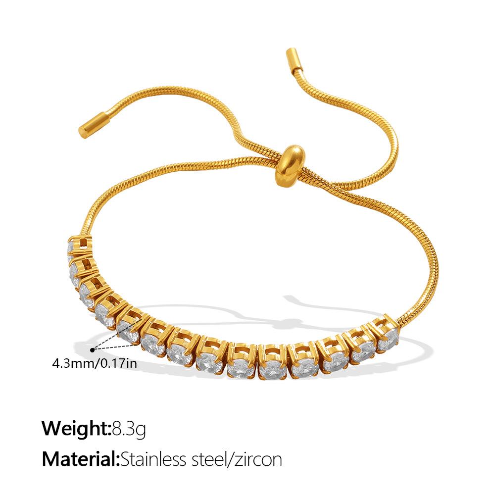 Stacked versatile gold drawstring bracelet exquisite shining adjustable diamond-encrusted jewelry