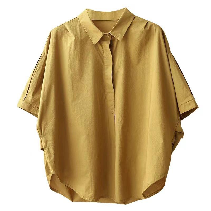 2025 Women's Plus Size Loose Fit Shirt - Japanese Korean Style, Short-Sleeved, Summer Top for Chubby Girls