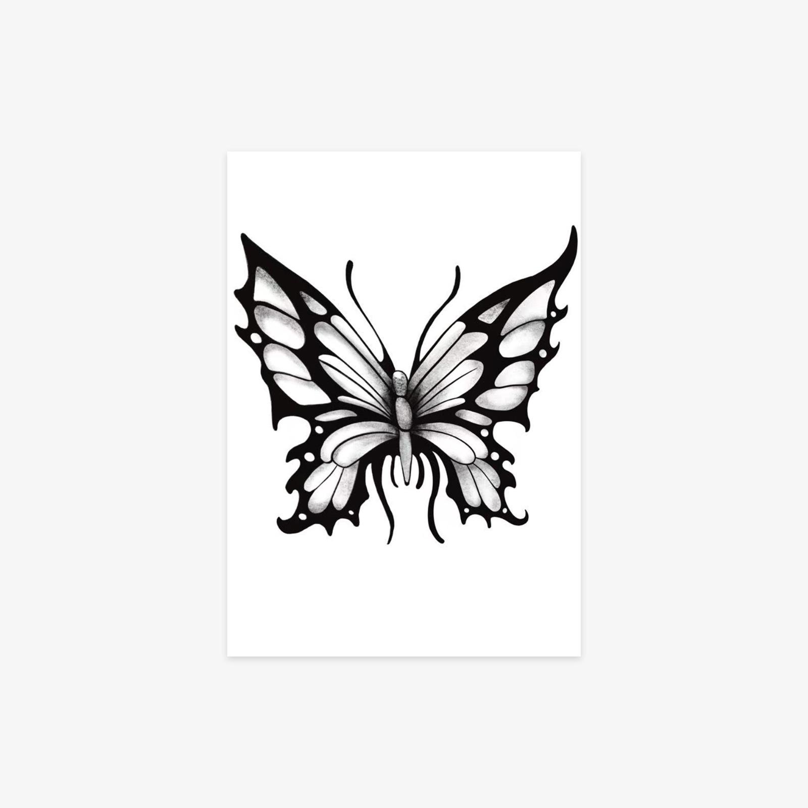 Tattoo Stickers Spice Girls, Sweet And Cool Pure Wind Diablo Tie Hands Waist Black Butterfly Tattoo Stickers 7*10