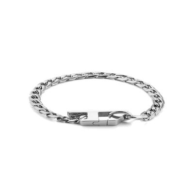 DIESEL Stainless Steel Lobster Hook or Closure 185mm Stainless No Gemstones Men's Fold-Over Bracelet, Length + 20mm, Width 9.9mm, Steel,