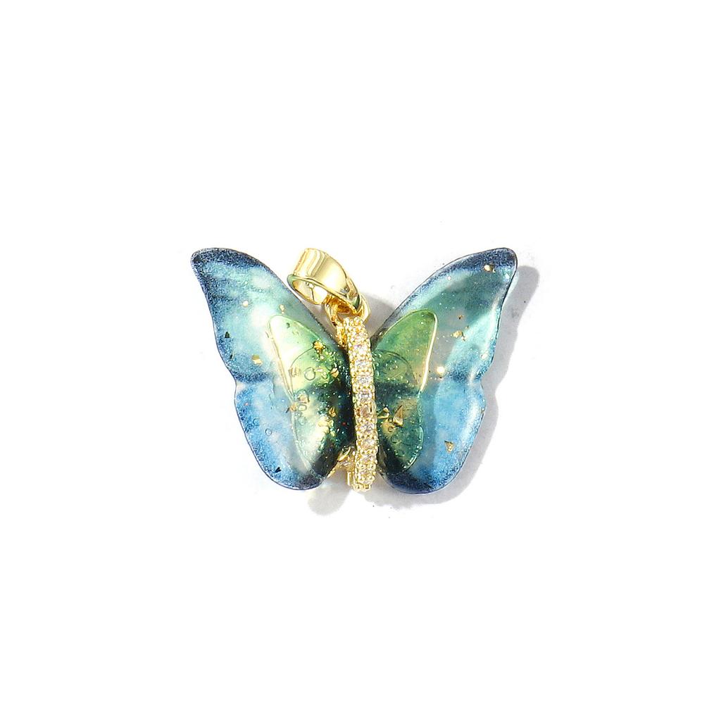 1 Piece Resin Insect Charm 18K Gold Plated Butterfly Animal Brass Pendants For DIY Necklace Bracelet Jewelry Making 24mm x 20mm