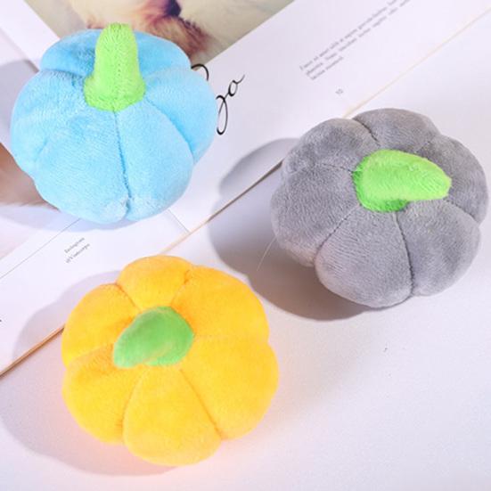 Puppy Squeaky Toy Pet Pumpkin Shape Plush Chew Toys Dog Interactive Reduces Boredom Squeaky Toy for Small Doggy