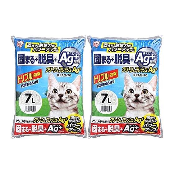 Iris Ohyama Cat Litter Clean & Fresh Ag+ Deodorizing Effect 7L x 2 Bags (Bulk Purchase)