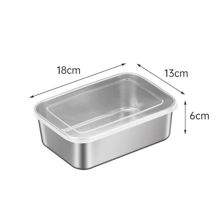 Cutie de depozitare alimente din oțel inoxidabil cu capac - Tavă pentru prosoape și recipient pătrat sigur pentru frigider
