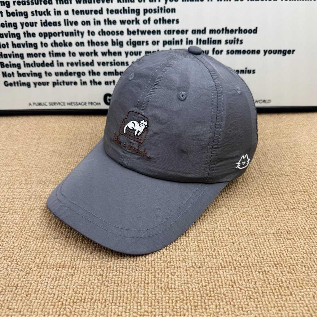 Lazy cat embroidery quick-drying baseball cap women's summer light and breathable sunshade cap men's outdoor sunscreen hat
