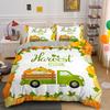 Autumn Pumpkin Truck Soft Duvet Cover Hapy Fal Thanksgiving Beding Set for Children Festival Gifts Comfortable Quilt Cover Bedrom Decoration