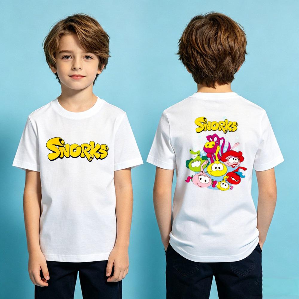 Snorks Cartoon Theme Series TShirt Kids Summer Polyester Short Sleeve Boys and Girls Casual T-shirt Duplex Printing Children Tee