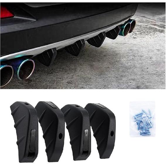 Augeny 4PCS Car Rear Lower Bumper Wing Lip Diffuser, Anti-Crash Straight Auto Shark Fin Spoiler Protector With Screws, Universal Rear Bumper Lip чёрный