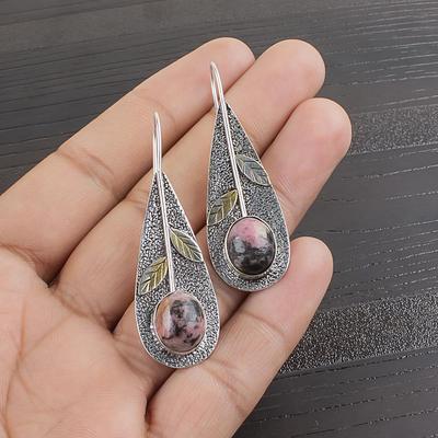 Black Rhodonite 925 Solid Sterling Silver Earrings, Handmade Gemstone Earrings Jewelry, Gifts For Wife Brand New Earrings