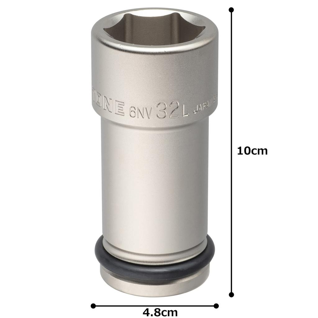 TONE Impact Long 32mm Hex Size HP6NV-32L Socket, 19.0mm (3/4") Drive,