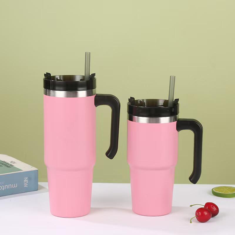 Insulated 20oz/30oz Stainless Steel Cup with Handle and Straw – Perfect Business Gift