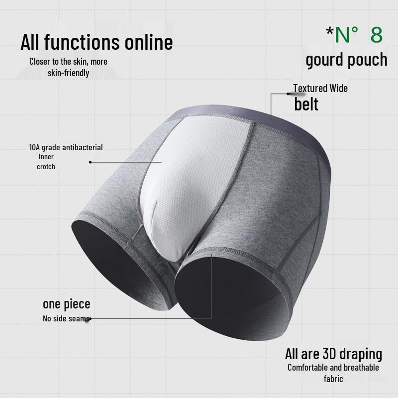 YOUKESHU Men's Modal & Silk Antibacterial Boxer Briefs (3-Pack)