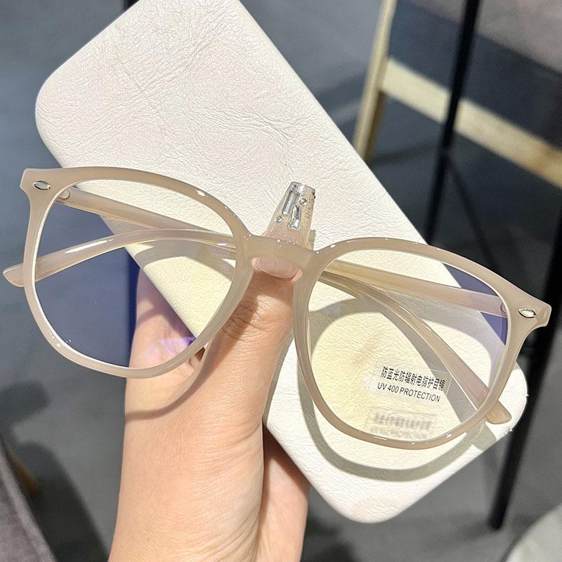 Large Frame Glasses Myopia Female No-Makeup Artifact Black Frame Can Be Equipped With Degree Coffee Color Big Face Thin Eye Frame Frame Male