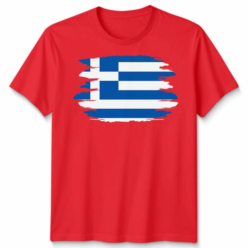 Gescheurde Griekse Vlag Unisex T-shirt Griekse Trots Verweerd Ontwerp Grafische Tee