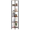 6 Tier Corner Shelf, Tall Corner Stand with LED Light, Wall Shelves Tower Storage Organizer with Metal Frame & Wooden Shelves