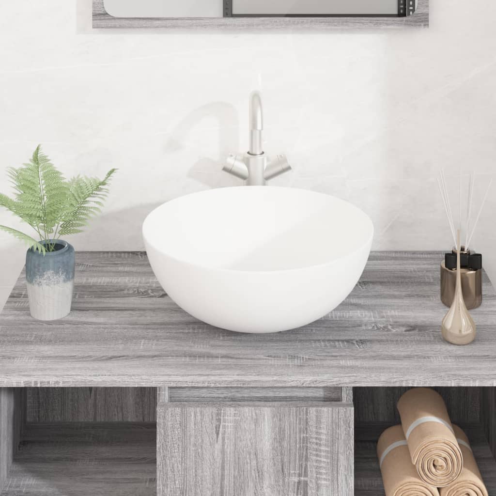 White Washbasin 36 x 15 cm Ceramic Round