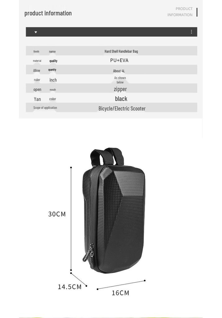 Universelle Hartschalen-Lenkertasche für Fahrräder und Roller