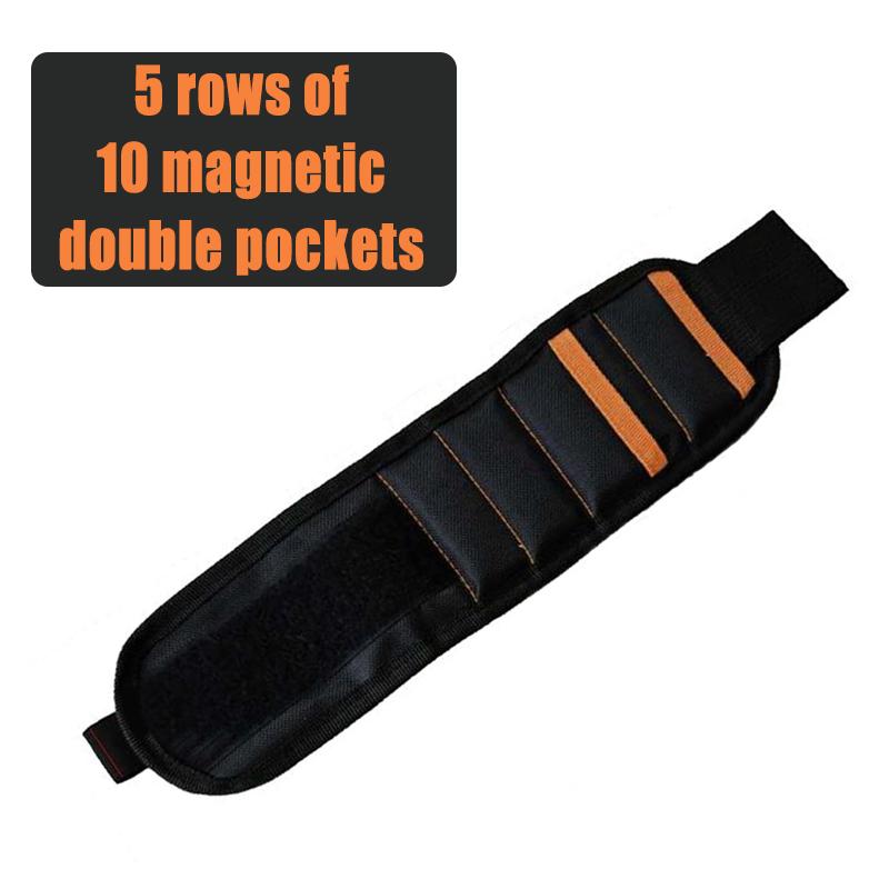Magnetisk armbånd med sterke magneter Holder skruer Spiker Bore Organizer Oppbevaringsbelte Verktøy Oppbevaringshåndledd
