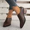 Women's British Style Pointed Toe Shoes with Thick Heels Soft Leather Deep Mouth Low Heel Elastic Band Soft  Shoes