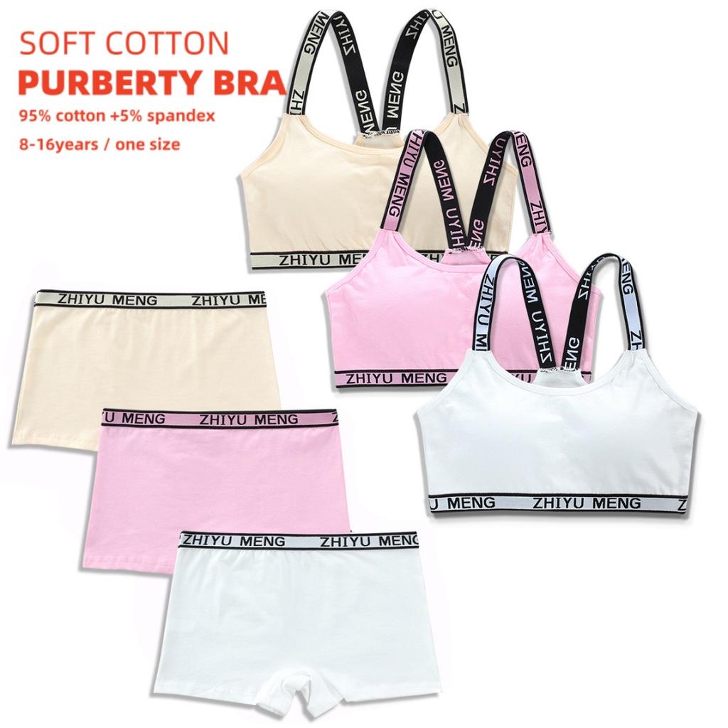 Teenagers Girls Lingerie Cotton Underwear Sets Kids Young Girls Training Bras Puberty Students Bra