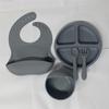 Silicone Baby Tableware Set: Bowl, Fork, Spoon, Plate with Suction Cup