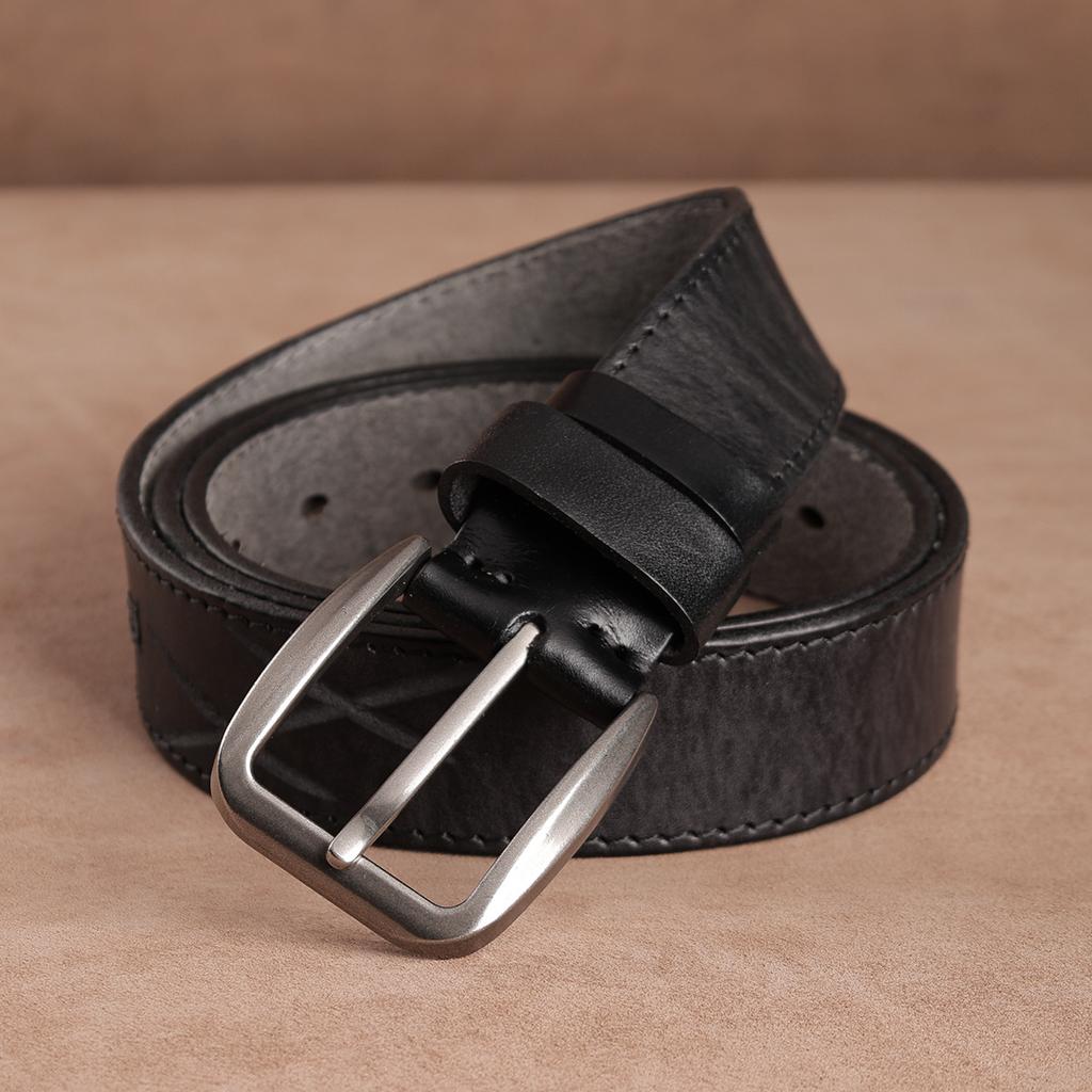 Retro Belt Men'S First Layer Cowhide Whole Leather Versatile Tree Paste Leather Pin Buckle Belt Middle-Aged And Young People Belt