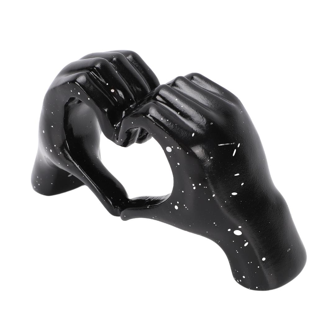 Heart Hands Sculpture Black Color Resin Modern Love Heart Hands Statue for Living Room Bedroom Office Black Small Size