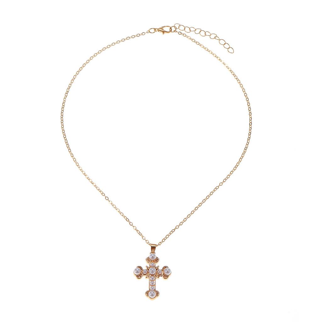 European and American Jewelry, Simple Ins Cross Pendant Necklace, Personalized Niche Design Sense, Diamond-encrusted Collarbone Chain for Women