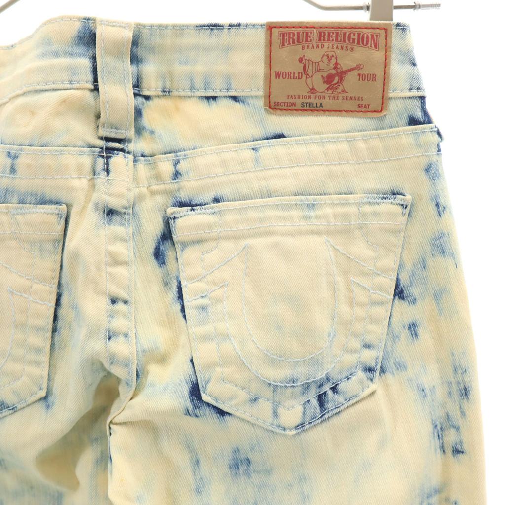True Religion Crash Machining Skinny Denim Pants W24 Chemical Wash Jeans Women Used