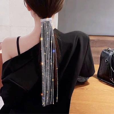 Übertrieben Bling Bling Strass Lange Kette Haar Zubehör Exquisite Party Geschenk Clip Haarnadel Schmuck Haar Zubehör